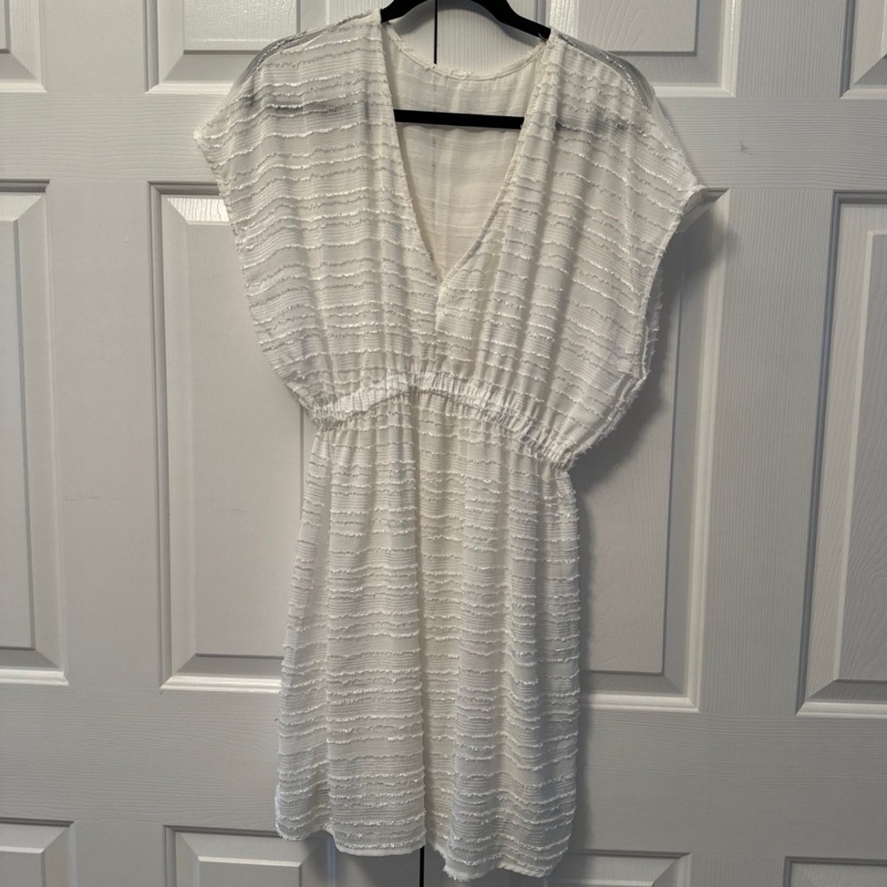 White Textured Women’s Cover-Up